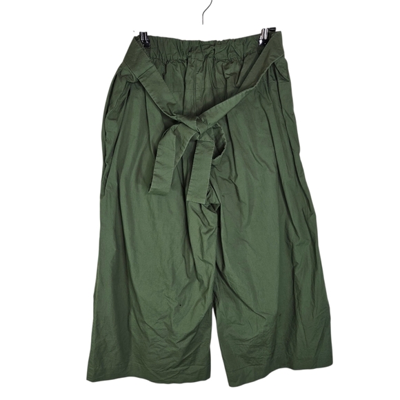 J. Crew Rory Green Cotton Wide Leg Cropped Front Tie Pants - Picture 3 of 7